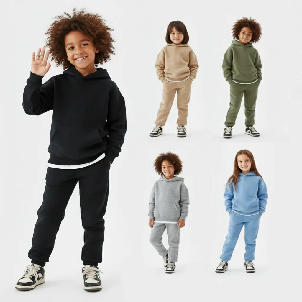 High Level Boys' Toddler 2-Piece Heavyweight Winter Sweatshirt Set - Long-Sleeve Polyester Sweatshirt, Sweatpants, 4-5 Years Warm Cozy Outfit, Black, Baby Blue, Heather Grey, Army Green, Tan Khaki, Sweatshirts