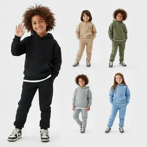 High Level HL - Kids' Cozy Comfy Sweatsuit Hoodies and Sweatpants for Winter Warm Heavyweight in Black, Baby Blue, Heather Grey, Army Green, Tan Khaki