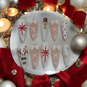 #0011 Stiletto  Mid Length  10Pcs Handmade Acrylic Press On Nails Fake Nails Nail Art Nail Care