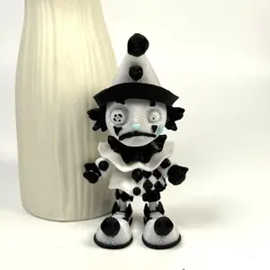 3D Printed Sad Clown Figurine, Black and White Melancholic Clown Creative Decor, New Desktop Decoration Craft, Emo-Style Room Decor, Unique Collectible, Aesthetic Desktop Ornament