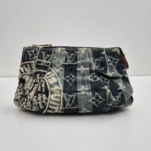 Pre-owned Louis Vuitton denim Mini Bags Raye Trousse Cosmetic Pouch