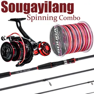 Sougayilang Red Spinning Combo Fishing Rod and Reel Set - Complete Fishing Kit with Pre-Spooled Line, Lightweight Graphite Rod, Smooth Spinning Reel for Bass, Trout, and Freshwater Fishing