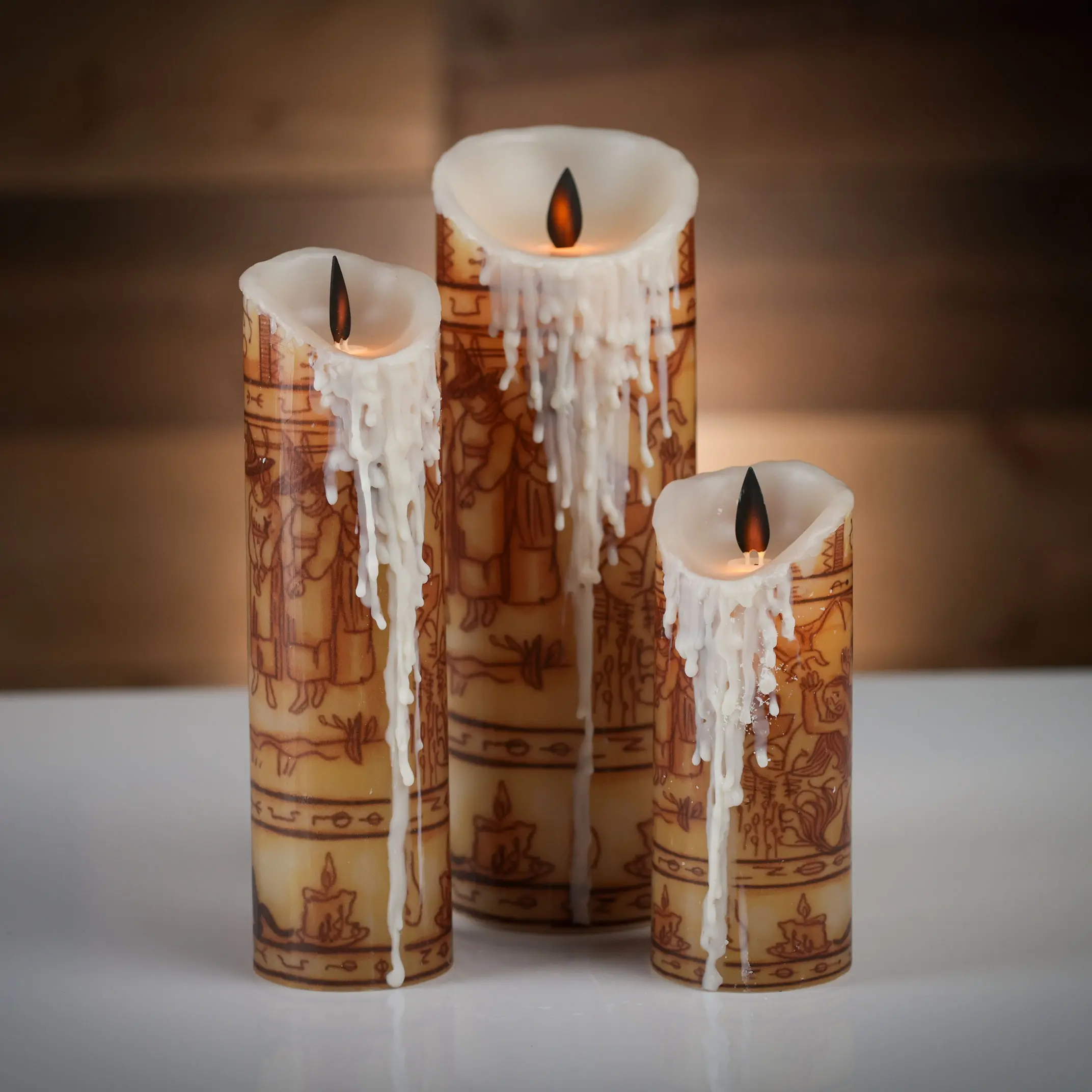 Hocus Pocus Black Flame Candle Real Wax Battery Operated Flameless LED Candles with Remote Control for Spooky Halloween Decor, Mystical Ambiance, Witch, Flame Candle Lights