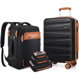 UKEIN 3-Piece Travel Luggage Set 20" Polycarbonate Carry-On Spinner Suitcase with TSA Lock Matching Backpack Airline Approved Hardshell Luggage