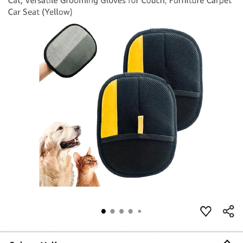 PetGroomer 2PCS Double Sided Grooming Gloves Yellow Reusable Electrostatic Hair Remover for Dogs Cats Couch Furniture Carpet Car Seat Upgrade 2025