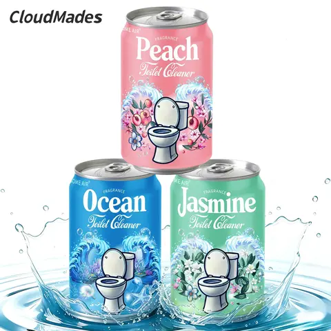 CloudMades 2026 Upgraded Scented Toilet Bowl Cleaner - Beverage Can Design, 9-Month Long-Lasting Automatic Cleaning, 4 Premium Scents (Ocean,Jasmine,Peach,Blueberry), Hypoallergenic, Odour Control, Stain Resistant, Bathroom Household Home Care Supply
