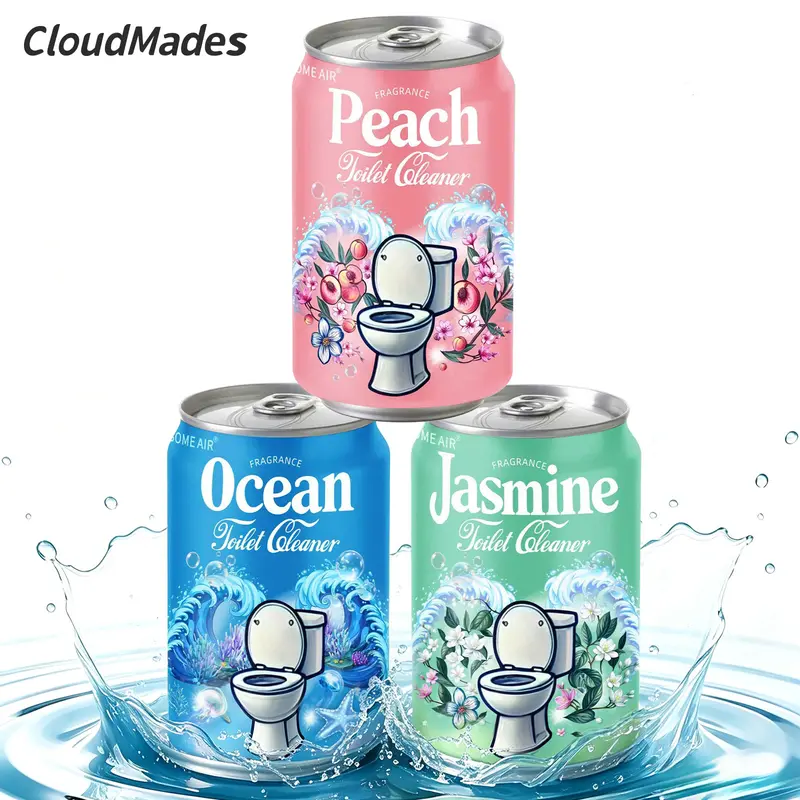 CloudMades 2026 Upgraded Scented Toilet Bowl Cleaner - Beverage Can Design, 9-Month Long-Lasting Automatic Cleaning, 4 Premium Scents (Ocean,Jasmine,Peach,Blueberry), Hypoallergenic, Odour Control, Stain Resistant, Bathroom Household Home Care Supply