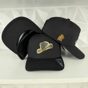 Gold Sombrero plate SnapBack hat-black