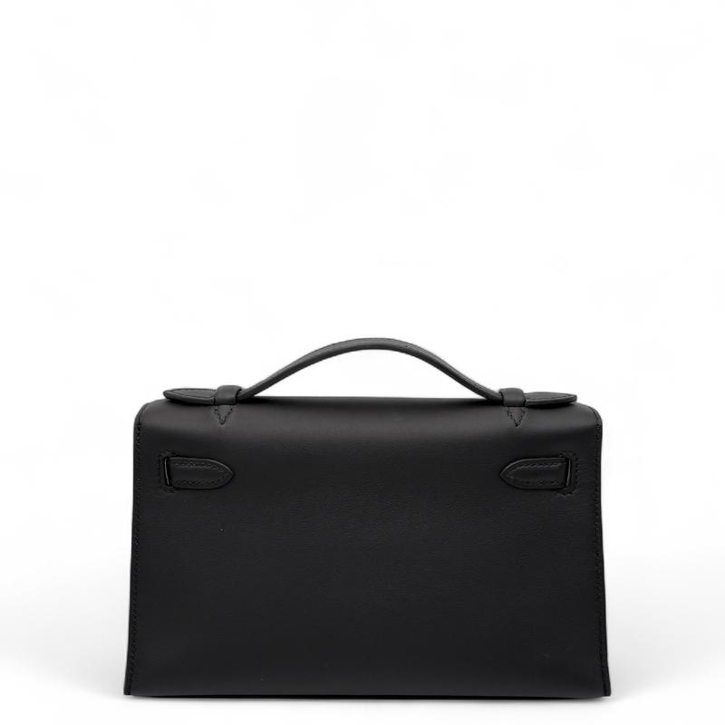 Pre-owned HERMÈS Leather tote bags Hermes Kelly Pochette Swift 89 Noir (cr0721a1)