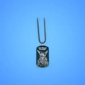 San Michael heavy dog tag necklace