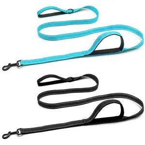 2 Pack Heavy Duty 6ft Dog Leash for Medium Large Dogs Double Layer Reflective with Dual Soft Padded Handle 360° Swivel Clip Strong Training Leash