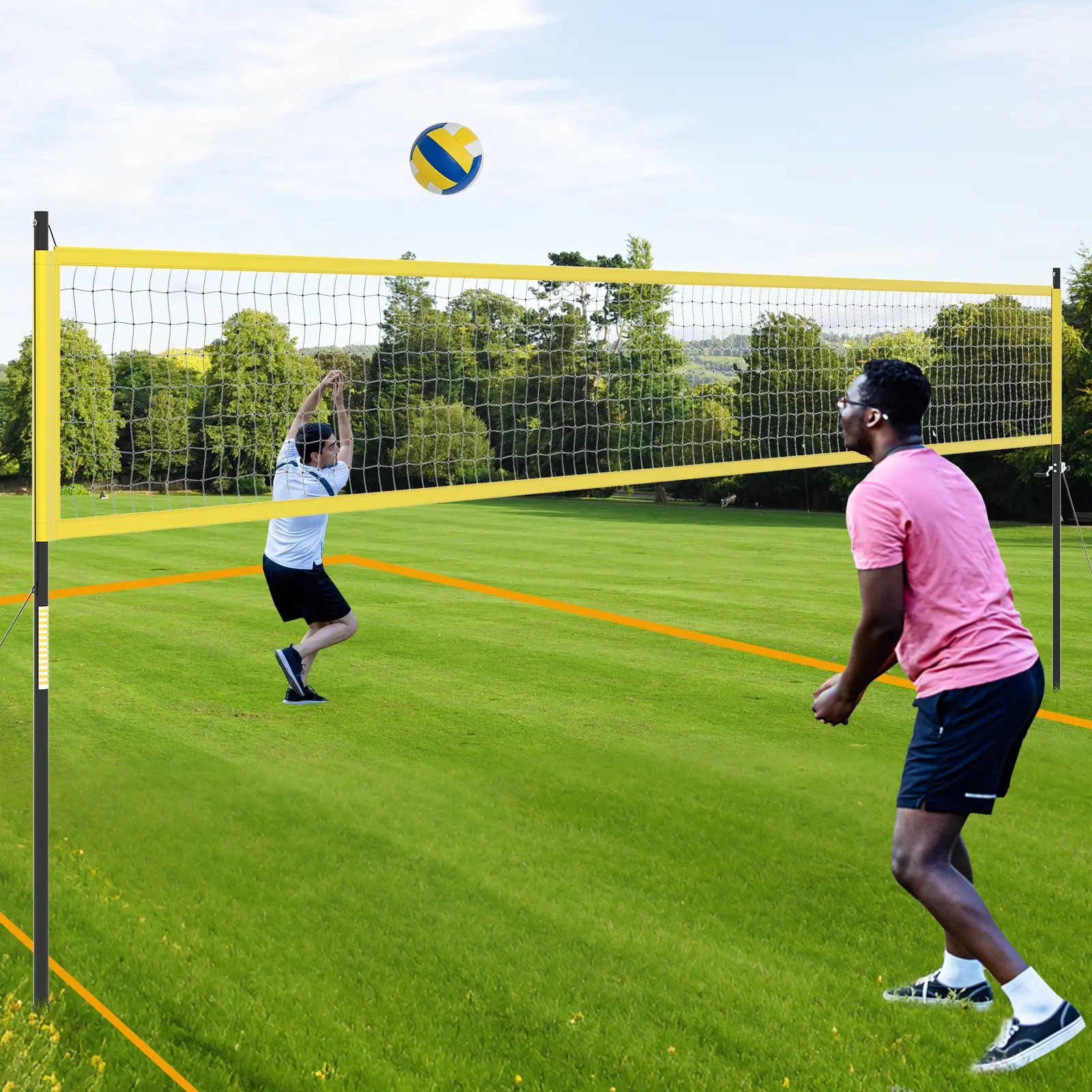 COSTWAY Portable Outdoor Volleyball Net Set, Heavy-Duty Volleyball Equipment System - Yellow COSTWAY Portable Outdoor Volleyball Net Set, Heavy-Duty Volleyball Equipment System - Yellow