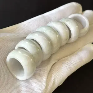 Wide-Band White Jade Ring, 13 mm Width