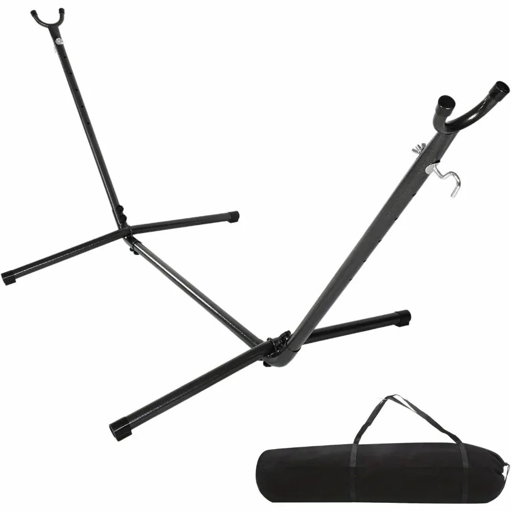 9 FT Heavy-Duty Universal Hammock Stand, Adjustable Black Steel Frame for Outdoor, 450 lbs Capacity, Space Saving Design & Included Carrying case, Fits Most hammocks in Gardens, Yards, or patios