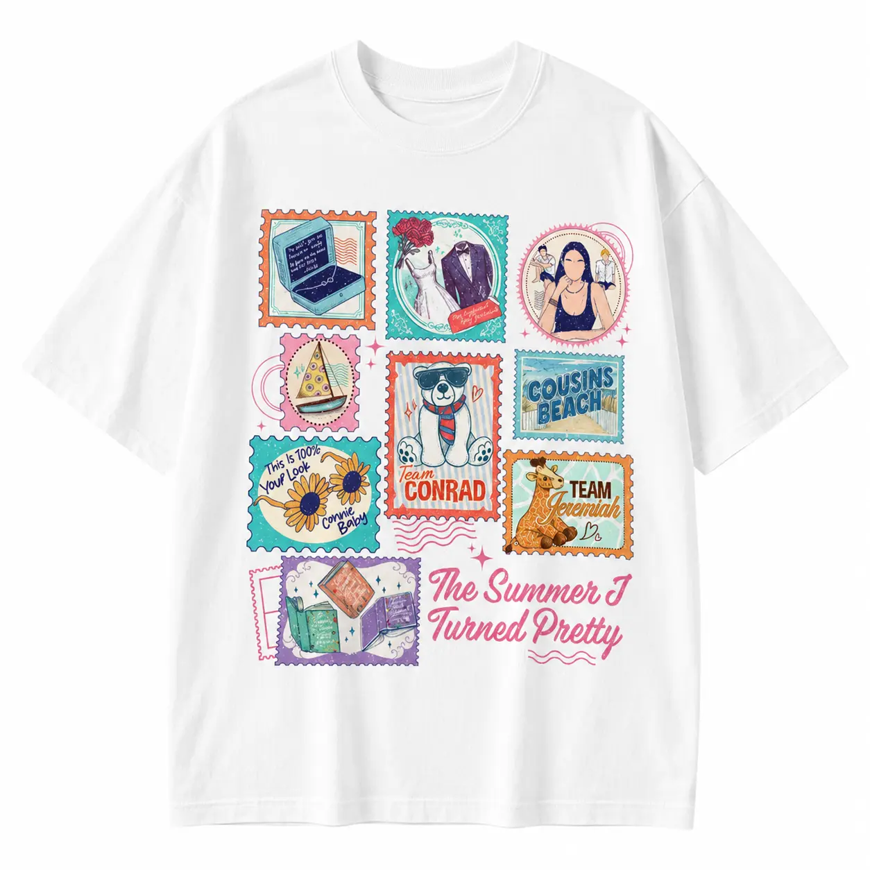 Cousins Beach TSITP Stamps T Shirt, Summer I Turned Pretty Movie And Books Inspired Sweatshirt,