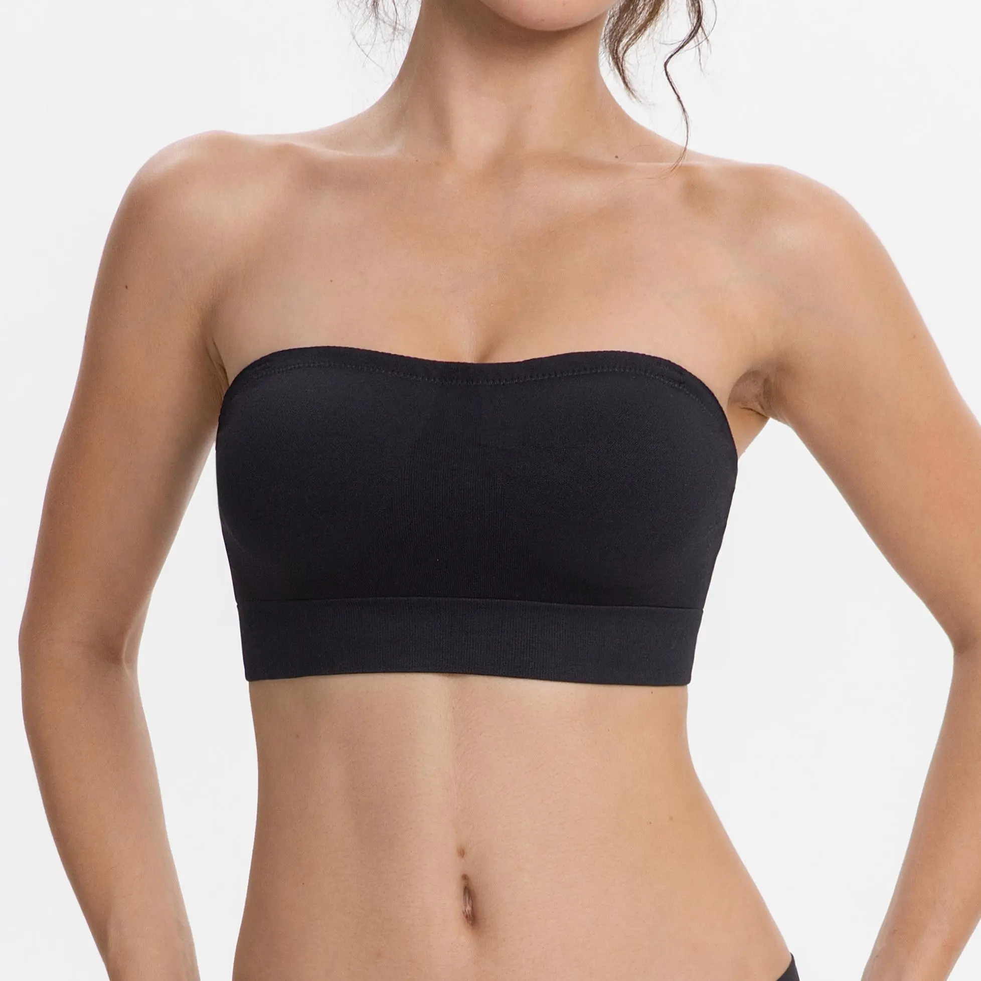 Strapless Bra Convertible Bandeau  Non-Slip Silicone Tube Top Bra Wireless Seamless Padded Bra Removable Straps