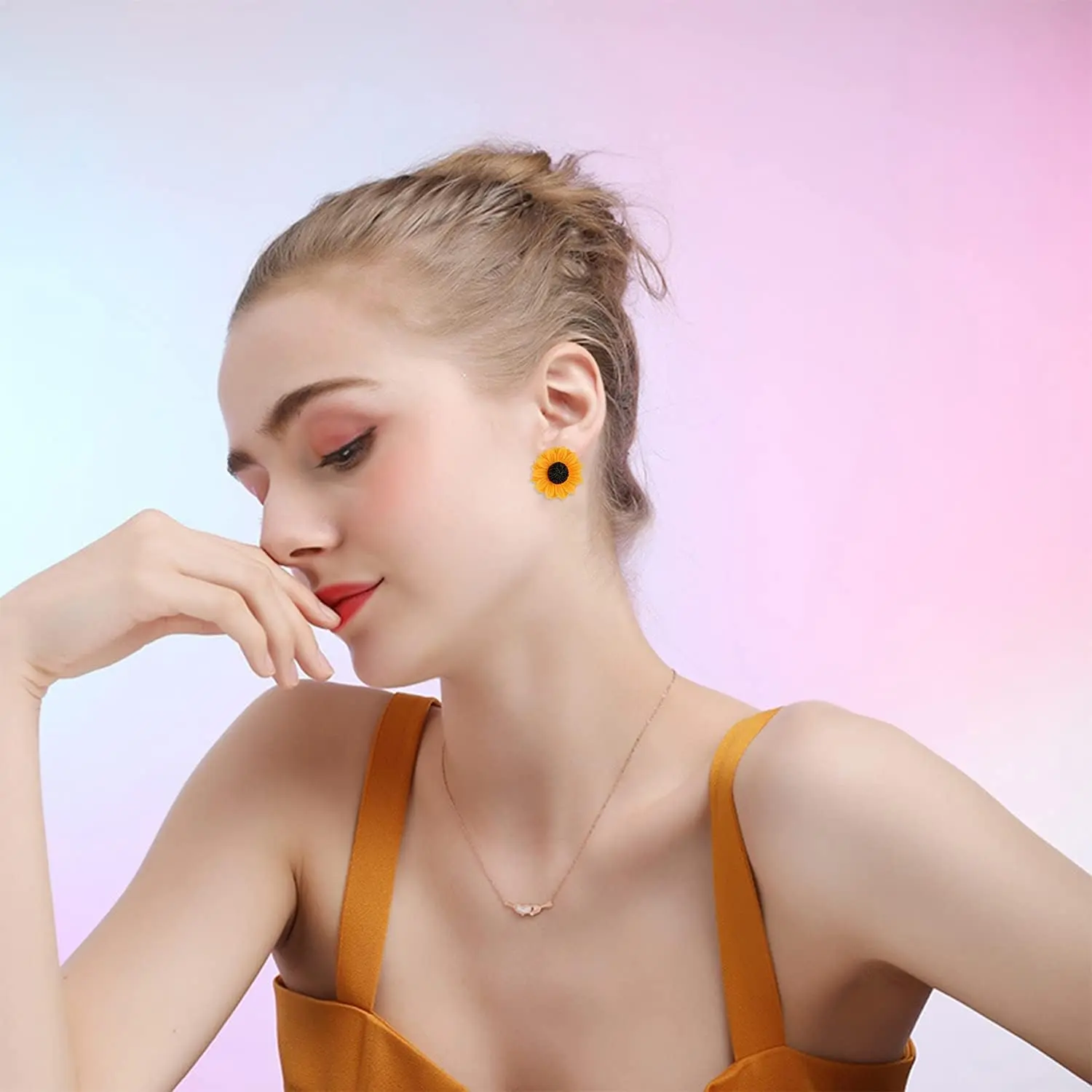 3 pairs Boho daisy earrings studs Sunflower Resin Studs Earrings Fashion Handmade Yellow Sunflower Dangle Earrings Jewelry Gift for Women Girls
