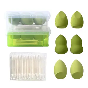 FADUIIO Makeup Sponge Set 6 Latex-Free Beauty Blenders with 50 Individually Wrapped Cotton Swabs, Soft & Reusable Makeup Tools in Travel Box