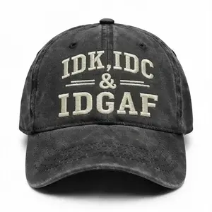[Generation Studio] IDK, IDC & IDGAF Funny Embroidered Cap Vintage Washed Dad Hat Unisex Streetwear