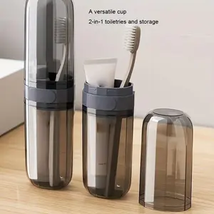 Portable Travel Toothbrush & Toothpaste Cup, 1 Count Clear Toothbrush Holder, Toothbrush Storage Box, Bathroom Accessories for Home & Travel, Toothbrush Protector