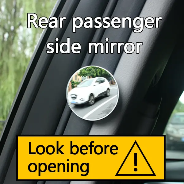 Rear Passenger Side Mirror Wide Angle, Blind Spot Car Mirror for Safe Exit, Anti-Collision Reverse Parking Mirror