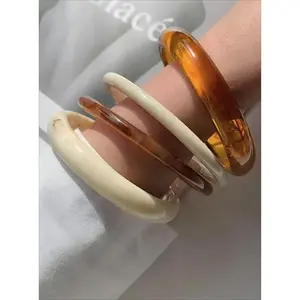 Elegant Vintage Style Acrylic Bracelets Set, Fashionable Minimalist Design, Perfect for Casual Wear & All-Season Parties, Vintage Appeal