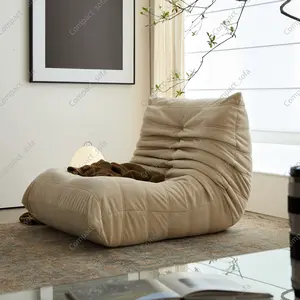 Compact Sofa Togo Style Single Seater Corduroy High-Density Memory Foam Cozy Modern Furniture for Living Room & Bedroom  living room furniture Compact Lounger Bean Bag Sofa