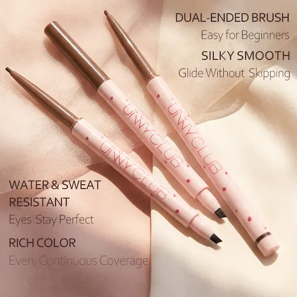 UNNY CLUB Dual-Ended Eyeliner, Makeup Cosmetic Eye Pencil, Classic Black Eyeliner for Waterline, Pigment, Stick, Red Velvet