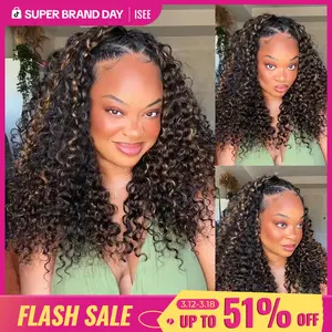 [WEAR GO HALF WIG] ISEE HAIR Wear Go 1B/30 Highlight Half Wig Water Wave Invisible Hairline Glueless Human Hair Wigs Seamless Flip Over Wig Natural Look Beginner Friendly#outdoorfun #Category Spotlight SpringStatements