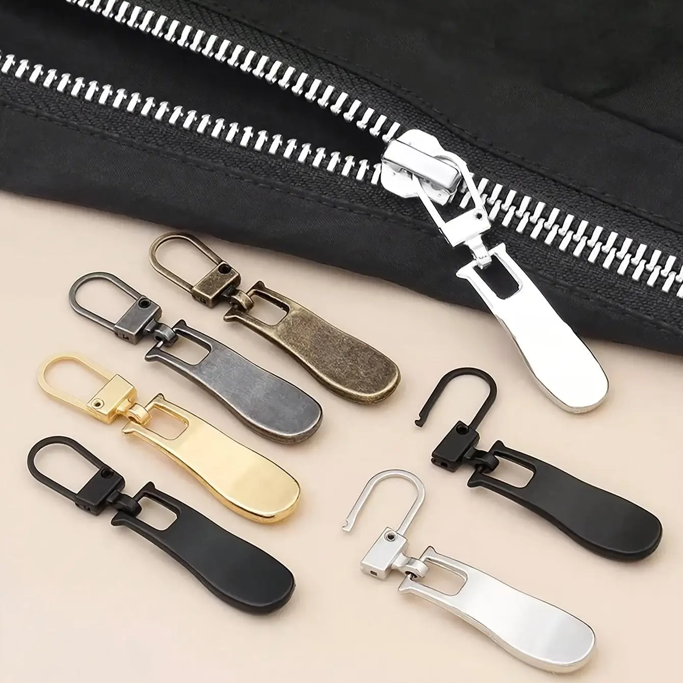 Detachable Zipper Head, 5 Counts Zipper Slider, Zipper Repair Kit, Sewing Accessories for Clothes, Bags, Jackets, Coats, Zipper Easy Remove