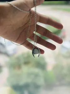 Silver Angel Wings Crystal Ball Pendant Necklace, Gothic - Style Jewelry for Women, Daily & Special Occasion Wear, Single Gem Necklace