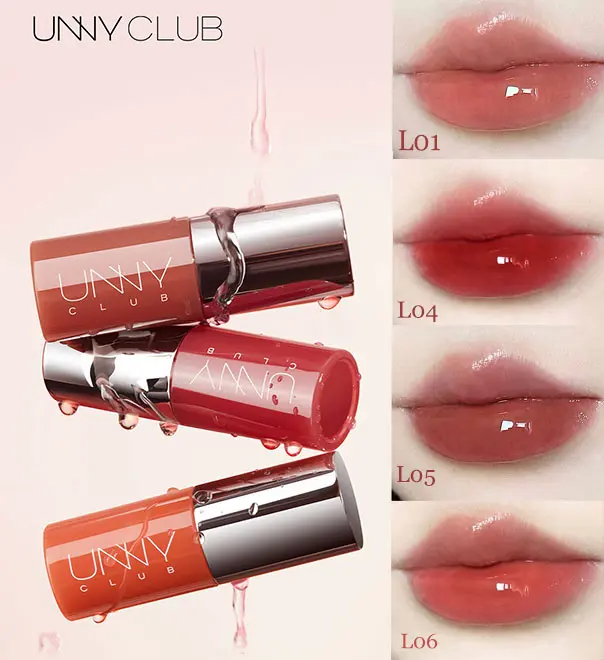 UNNY Lip Glow Serum, Gentle Exfoliating Action Smooths Dead Skin and Reduces Lip Lines, High-Shine Glassy Mirror Finish Plumps and Hydrates, Ultra-Lightweight Non-Sticky Liquid Lip Color with Buildable Coverage,  Perfect for Daily Commutes