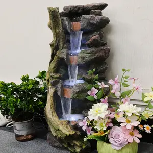 Floor-Standing Fountains.  Cascading Stacked Stones LED Outdoor Water Fountain,Create an oasis of tranquility in the outdoor living space  Decorative Design Garden Patio Modern