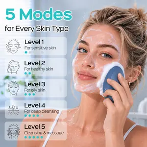 COSLUS FBS01 Facial Cleansing Brush,Silicone Face Scrubber Brush Waterproof Rechargeable for Men & Women,5 Cleansing Modes,Electric Facial Cleanser for Deep Cleansing,Gentle Exfoliating Removing Blackhead