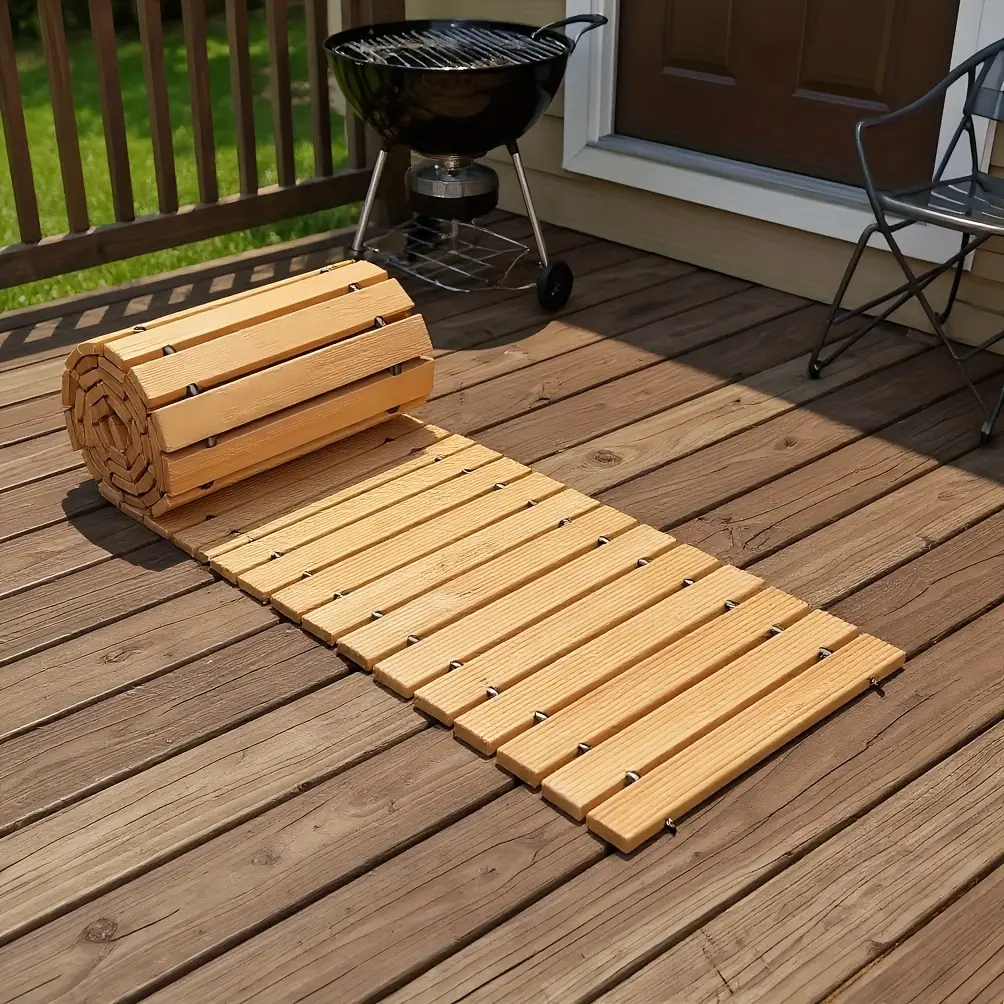 PIYPIY 6ft/8ft/10ft/12ft Roll Out Pine Garden Pathway Pavers - Durable, Weather-Resistant, Flexible, Easy to Clean Outdoor Walkway for Patio, Beach - Patio Decor for Event Planners