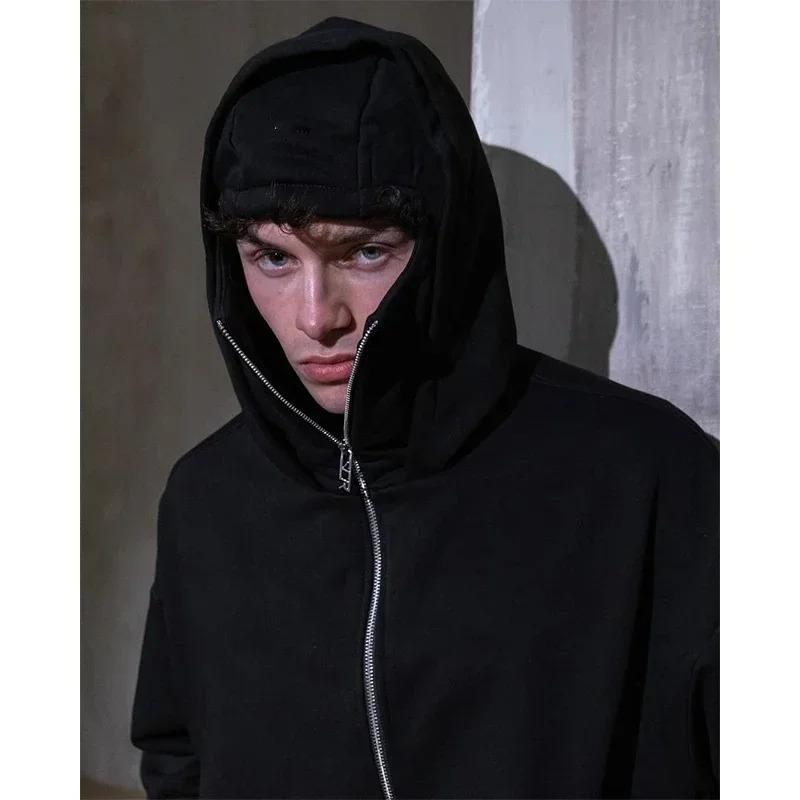 Balaclava Jacket Zip Up Fashion Double Layer Hoodie Hip Hop Outerwear Jacket Y2K Clothing for Men and Women Balaclava Jacket Zip Up Fashion Double Layer Hoodie Hip Hop Outerwear Jacket Y2K Clothing for Men and Women