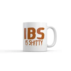 IBS Is Shitty Mug Funny Sarcastic Poop Joke Graphic Novelty Coffee Cup - 11oz Funny Coffee Mugs Ceramic Printed Drinkware Cup