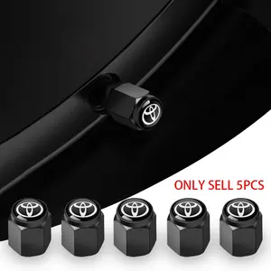 5pcs Aluminum Car Tire Valve Caps Cover, Theftproof Wheel Tyre Stem, for Toyota Rav4, Land Cruiser, Camry, Highlander, Prado, Prius, Yaris, Corolla, Vitz, Car Accessories