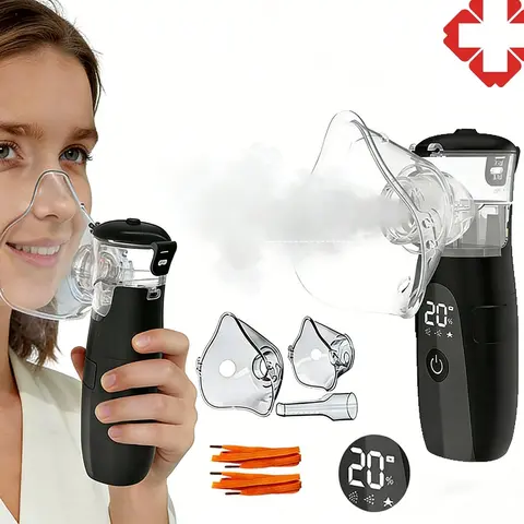 Handheld Mesh Steam Mask Portable with Automatic Cleaning Rechargeable Humidifier, LED Interface, 2 Face Mask Sizes, Duckbill Attachment, Facial Beauty Machine, Facial Beauty Tool, Personal Care Appliances