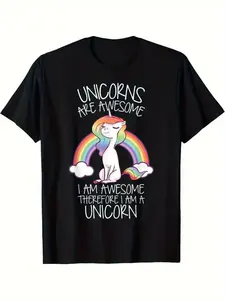 1 piece 100% cotton unicorn is great so I am a unicorn exquisite pattern printing round neck high street pure cotton short sleeved T-shirt trendy pattern T-shirt printed T-shirt high-end pure cotton T-shirt