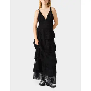 Betsey Johnson TIERED TULLE GOWN BLACK