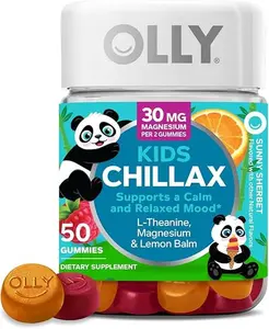OLLY Kids Chillax Gummies, L-Theanine, Magnesium, Lemon Balm, Chewable Supplement, Sherbet Flavor with Other Natural Flavor - 50 Count