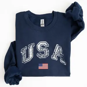 Vintage USA, Retro Flag, America, 4th of July Sweatshirt, Women's Crew Neck, Crewneck (Gift) 3