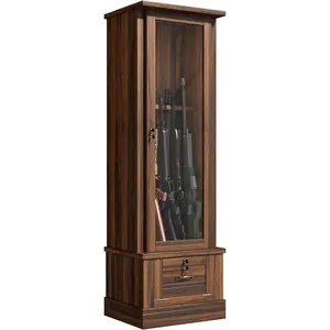 Wooden Display Gun Cabinet for Long Rifles, 10 Gun Safe for Rifles, Quick Access Cabinet Safes with Large Sapce Storage for Multiple Short Gun