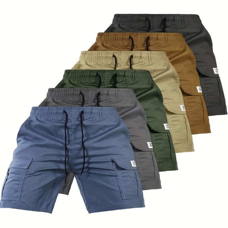 Men'S Drawstring Cargo Shorts - Multiple Pocket Design, Black, Olive Green, Gray, Khaki Casual, Sporty, and Stylish for Outdoor Activities, Hiking, Everyday Wear, Casual Wear|Stylish Shorts|Durable Fabric