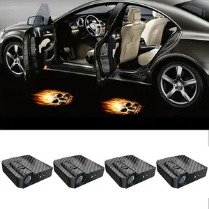 4Pcs Universal LED Car Door Welcome Projector Lights, Skull & Angel Wings Ghost Shadow Lamp, Wireless Easy Install Car Decor Accessory, Perfect Gift for Car Lovers fathersdaygift
