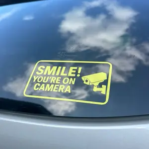 Security Protection Smile You're On Camera 4 Inch Car Decal PACK OF 2