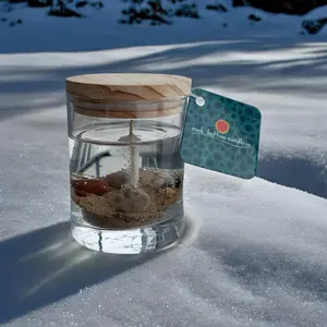 Rock Bottom Candle Co Petoskey Stone Rock Candle 10oz Sandalwood Scented with 40 Hour Burn Time for Aromatic Relaxation