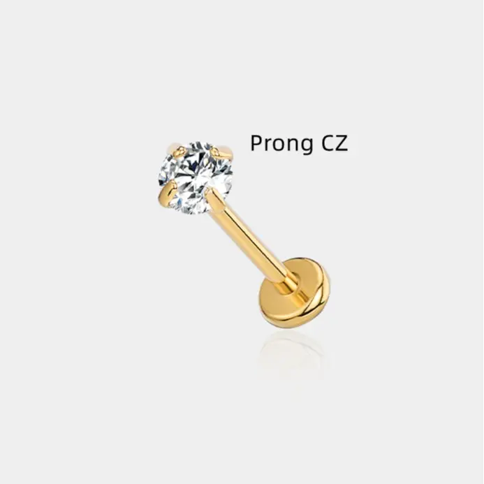 Prong Round CZ Gold Color