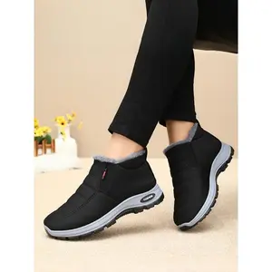 Women's Self-Adhesive Thickened Warm Lining Snow Boots, Outdoor Casual Sports Design, Soft Sole Comfortable Shoes